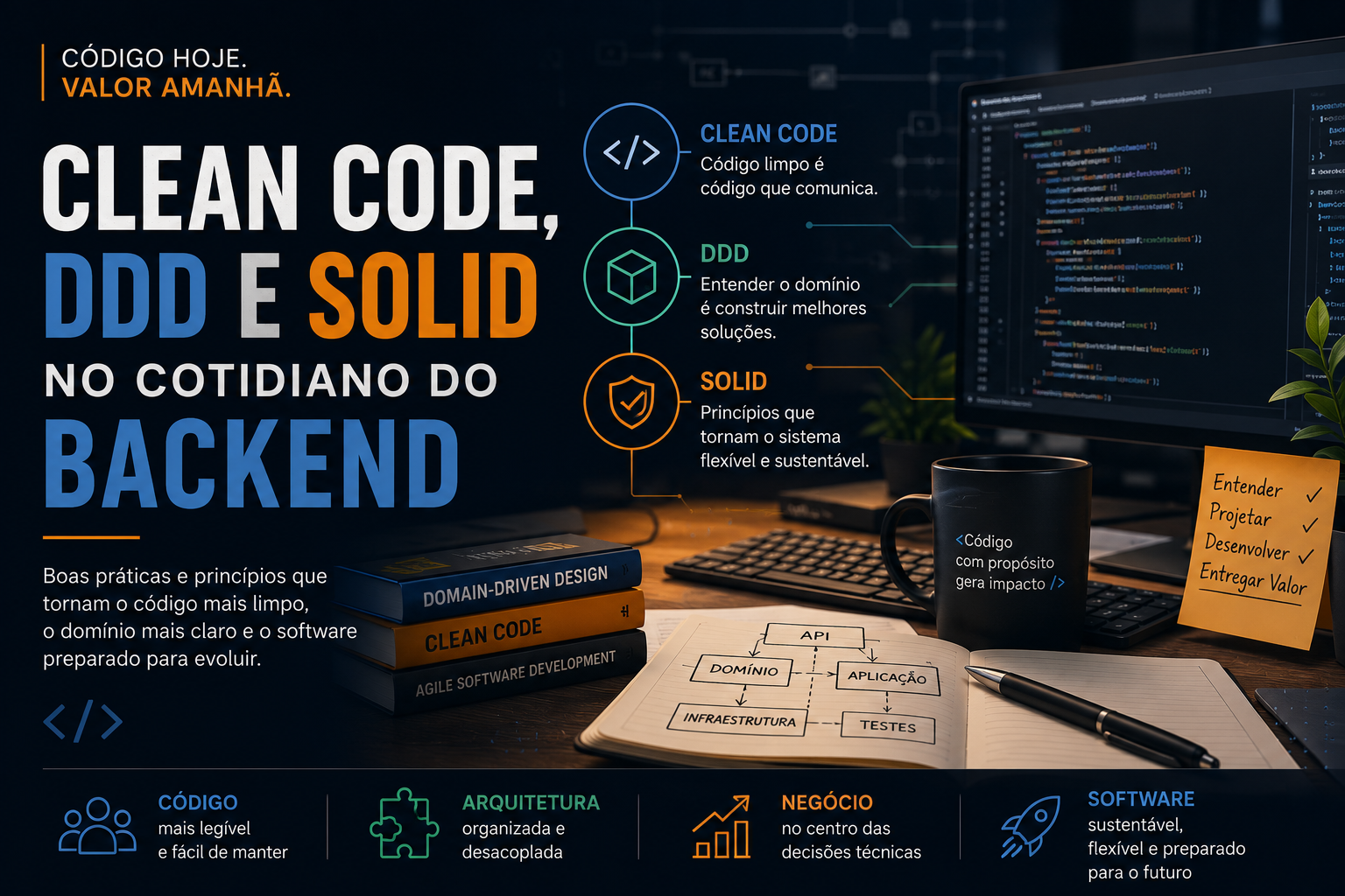 Clean Code, DDD e SOLID no cotidiano do backend